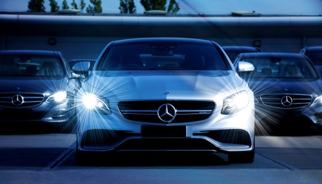mercedes benz showing off the best led headlights for rain sleet fog and snow